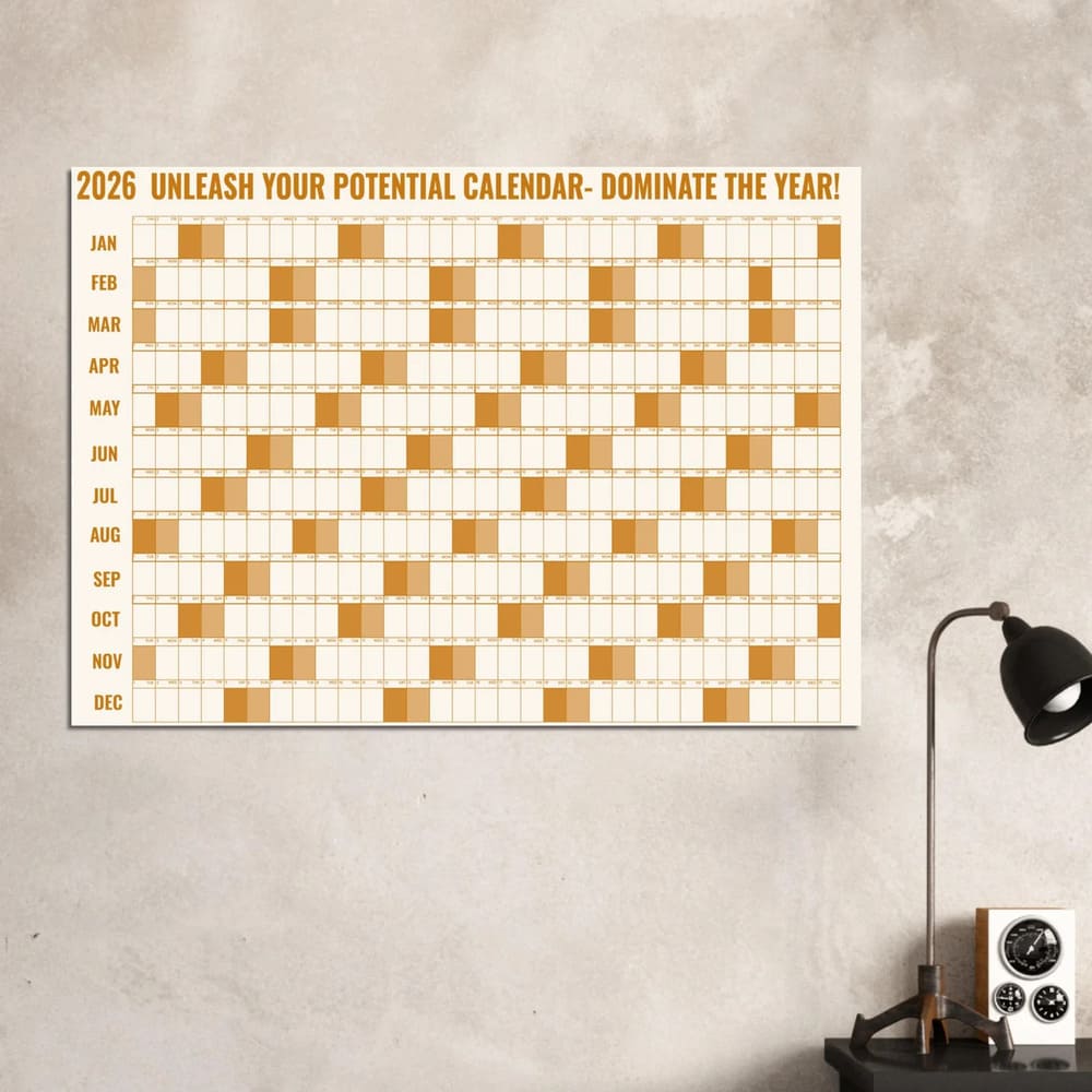 Dominate Your Year Wall A0 (84.1 X 118.9 cm) Calendar Poster – 365 Days of Planning in One View