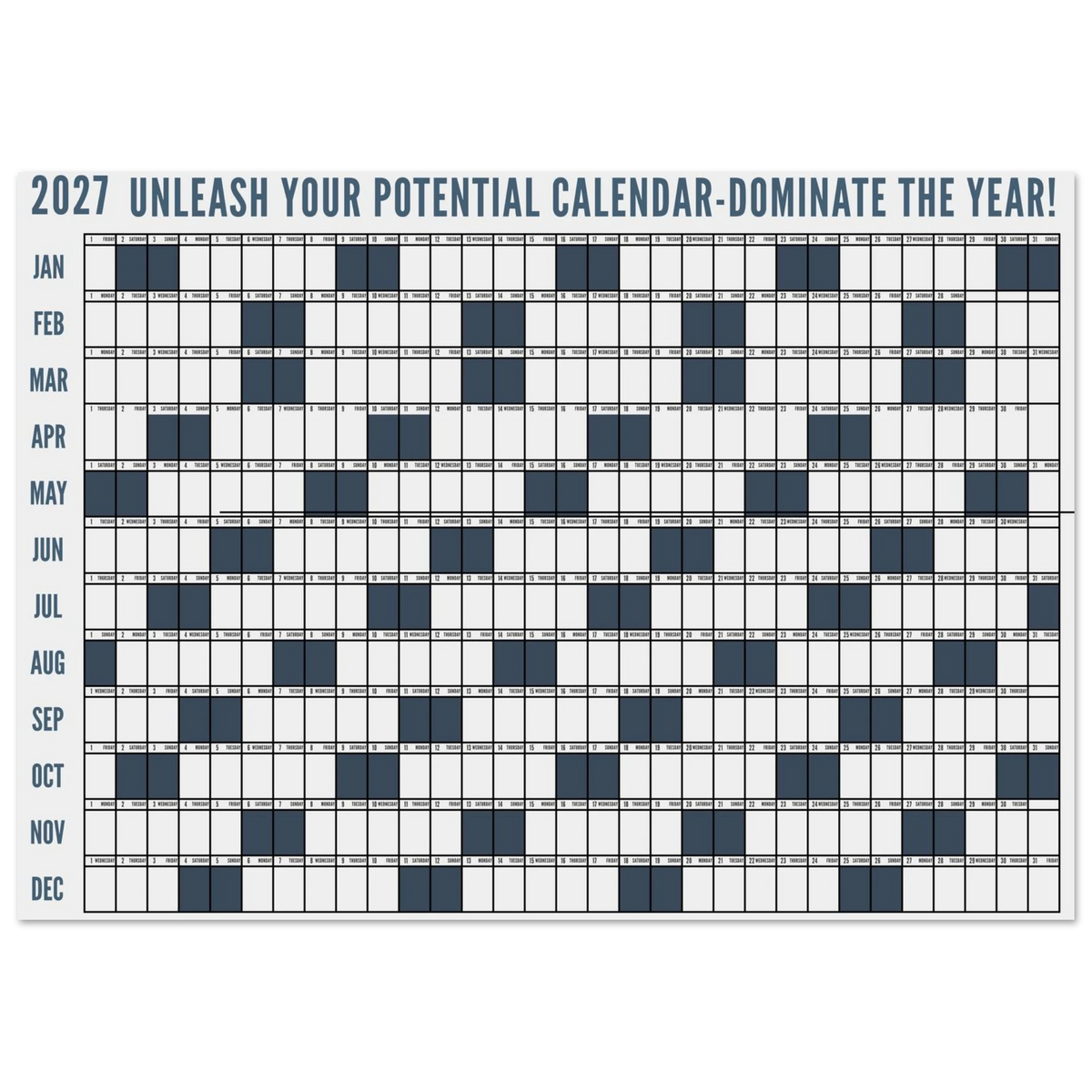 2027 wall calendar grid chart 