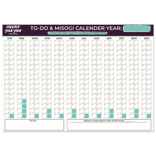 Yearly to-do and misogi calendar with a white background